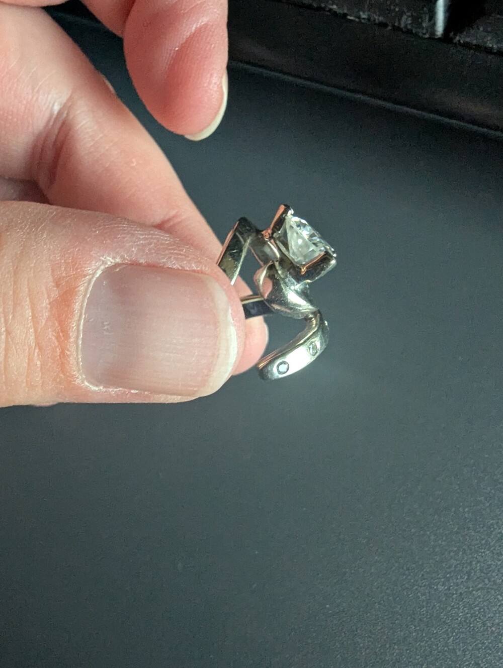 Custom Trillion Cut Wedding Ring - Picture 3 of 6